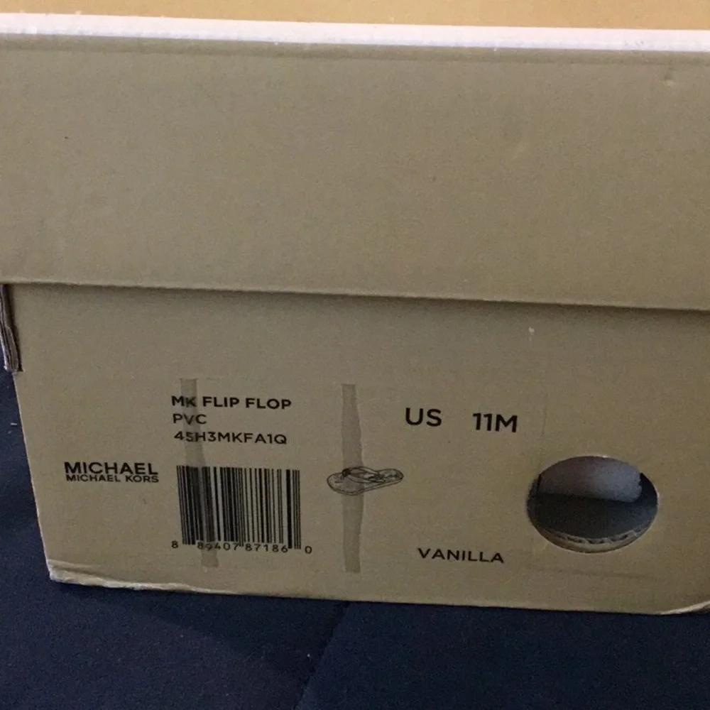 Michael Kors White Logo Print Jelly Flip Flops